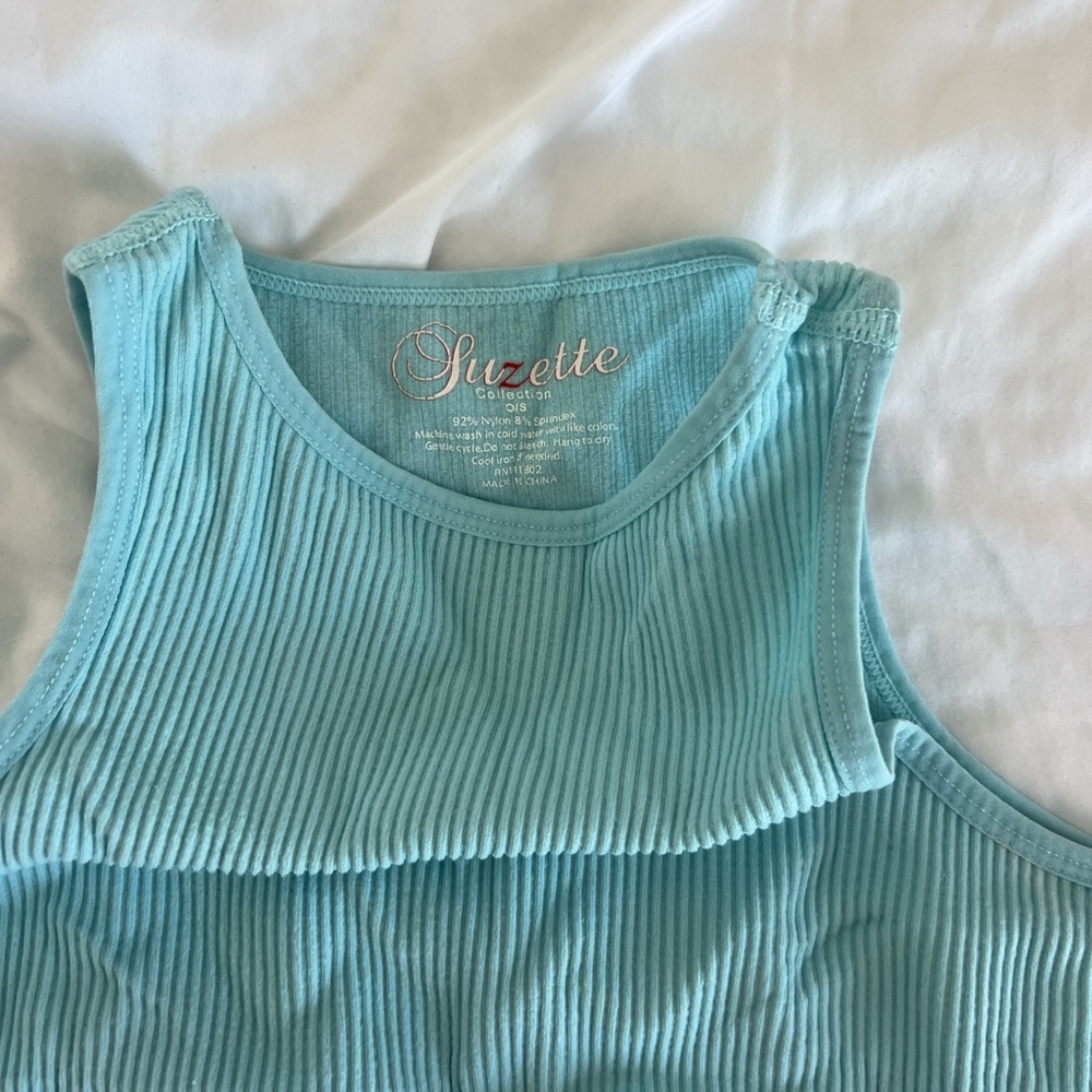 Blue ribbed tank top